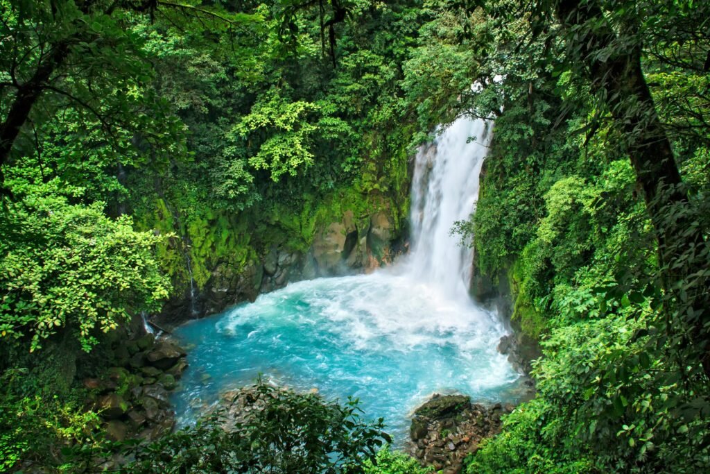 Río Celeste waterfall in Tenorio Volcano National Park, Costa Rica