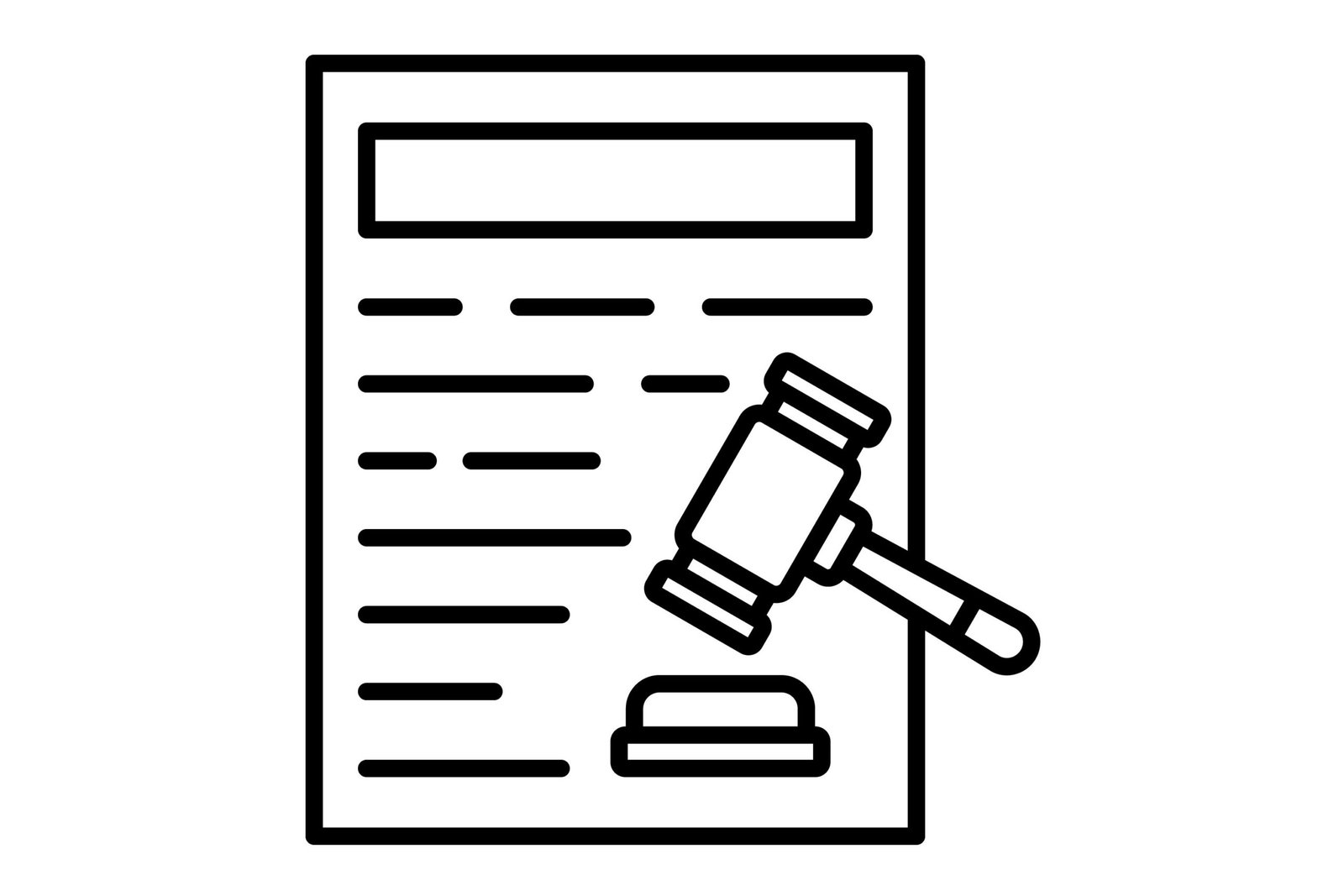 Icon of a legal document with a gavel
