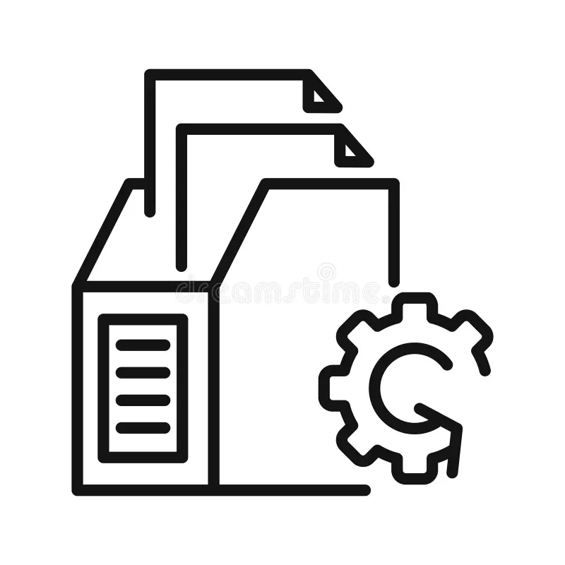 Icon of document folders with a gear