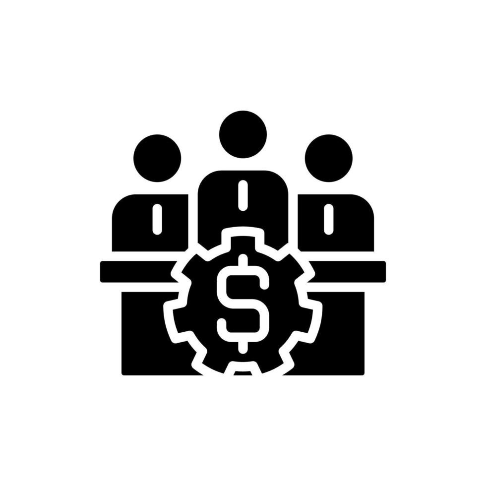 Icon of a business team with a gear and a dollar sign
