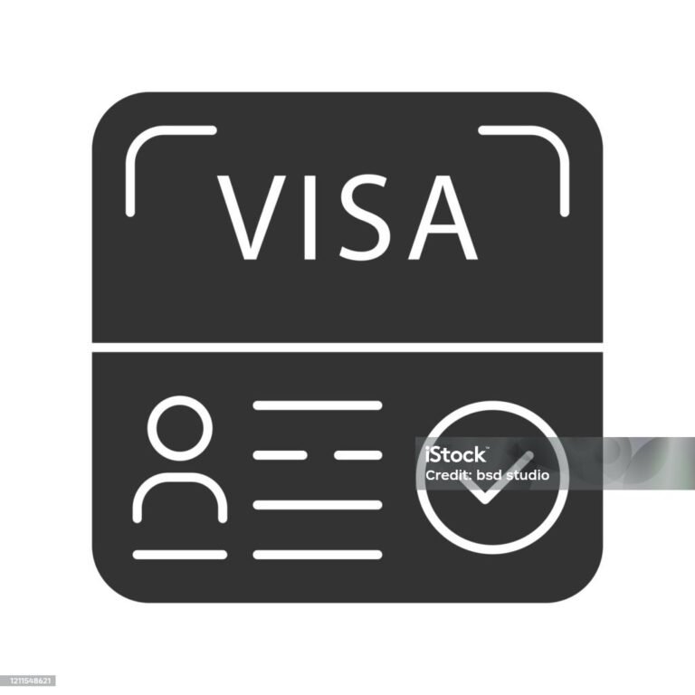 Icon of a visa document with an approval check mark