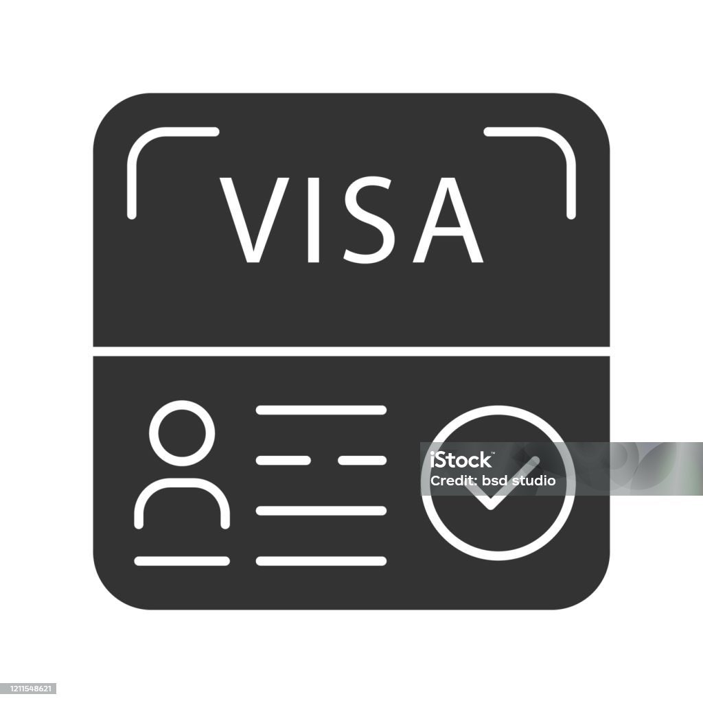 Icon of a visa document with an approval check mark